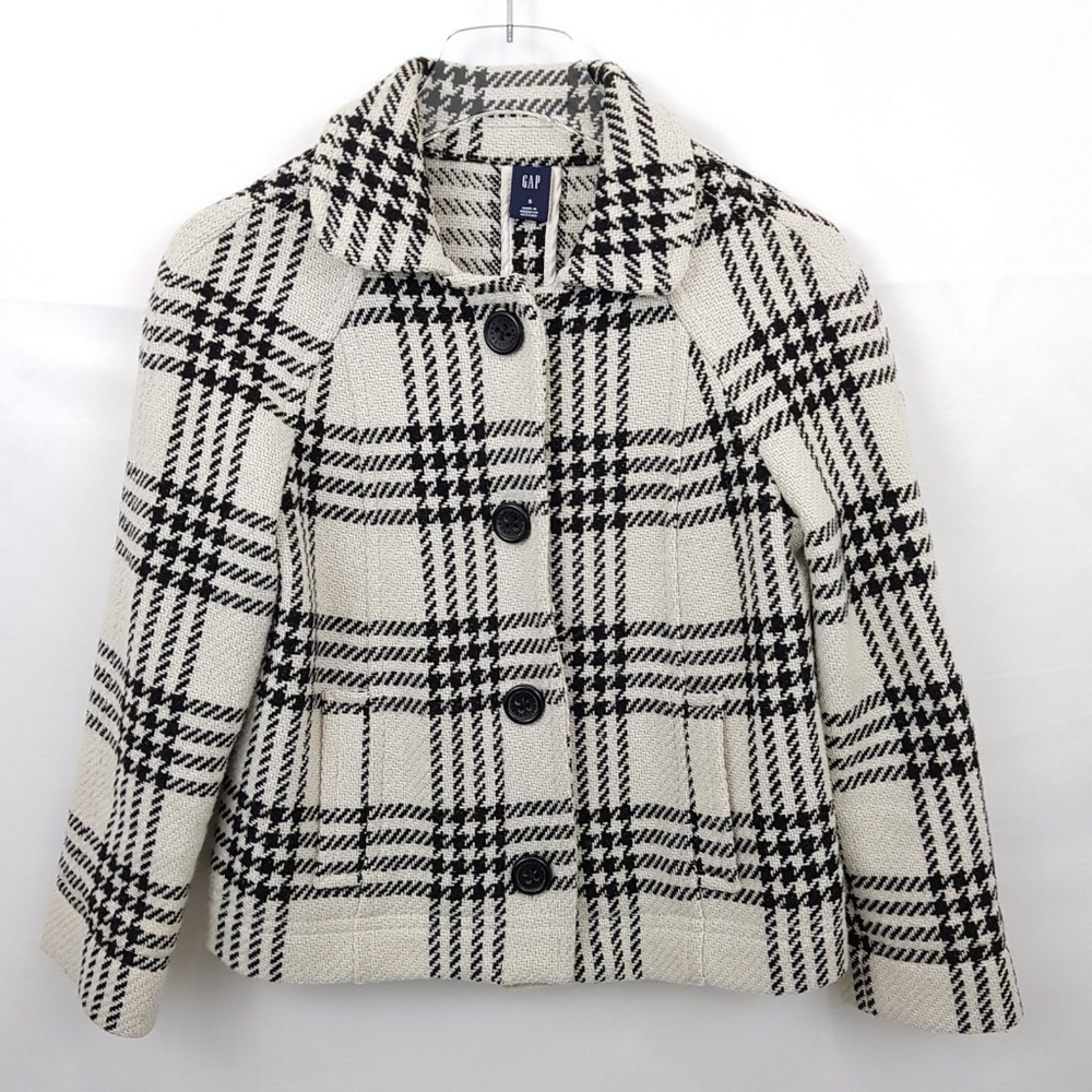 Gap Women Plaid Wool Cropped Jacket Coat Size S